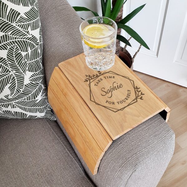 Personalised Take Time For Yourself Wooden Sofa Tray