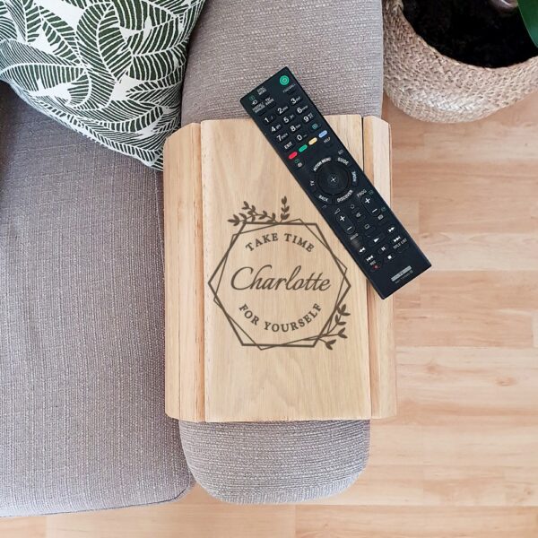 Personalised Take Time For Yourself Wooden Sofa Tray - Image 4