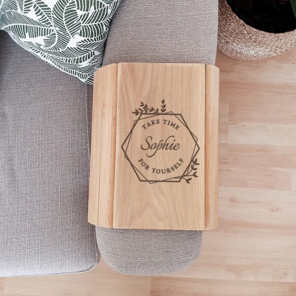 Personalised Take Time For Yourself Wooden Sofa Tray - Image 6