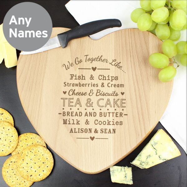 Personalised We Go Together Like... Heart Chopping Board - Image 2