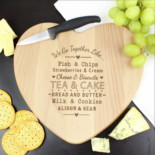 Personalised We Go Together Like... Heart Chopping Board - Image 3