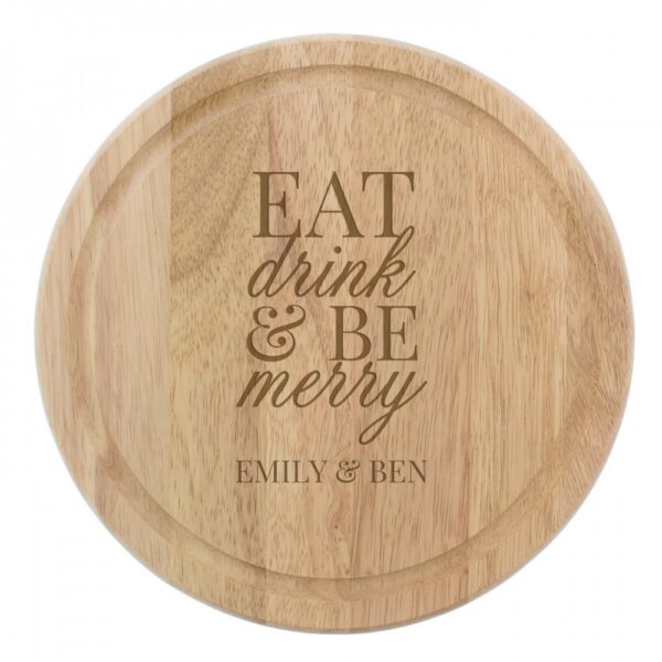 Personalised Eat Drink & Be Merry Round Chopping Board - Image 2
