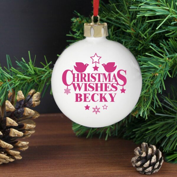 Personalised Christmas Wishes Bauble - Image 2