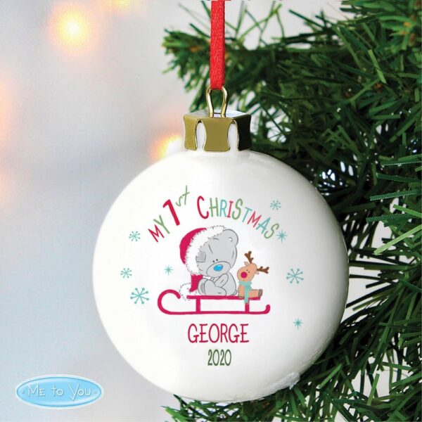 Personalised Tiny Tatty Teddy My 1st Christmas Sleigh Bauble - Image 4