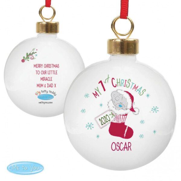 Personalised Tiny Tatty Teddy My 1st Christmas Stocking Bauble - Image 2