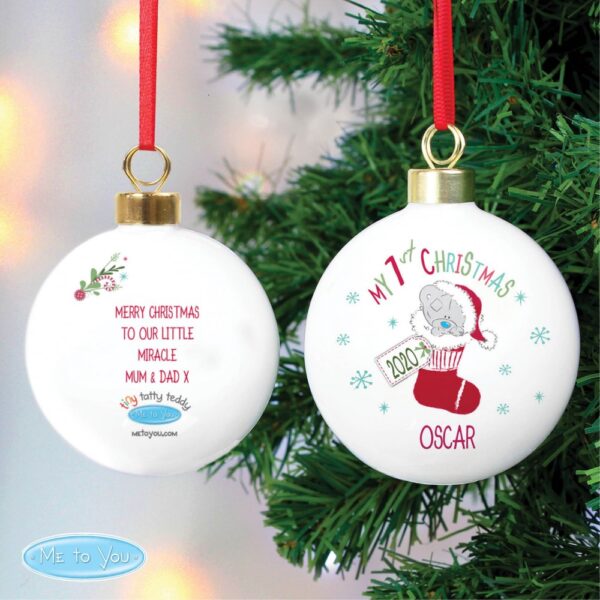 Personalised Tiny Tatty Teddy My 1st Christmas Stocking Bauble - Image 3