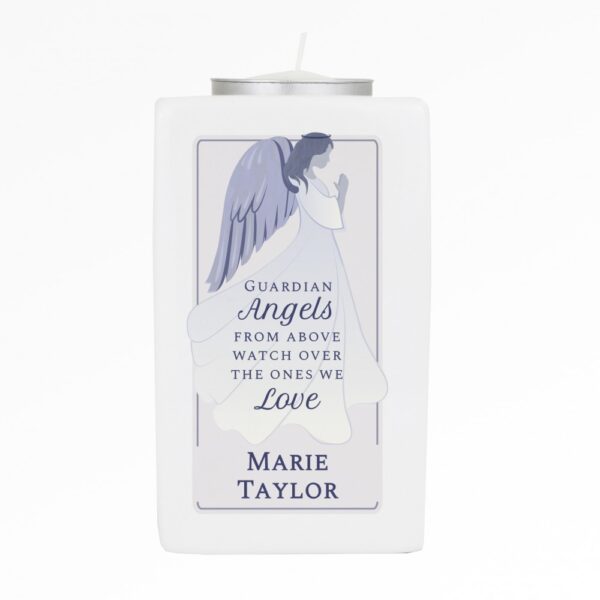 Personalised Guardian Angel Ceramic Tea Light Candle Holder - Image 2