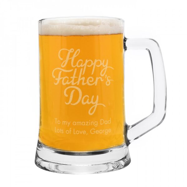 Personalised Happy Father's Day Glass Pint Stern Tankard - Image 2