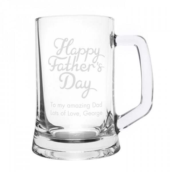 Personalised Happy Father's Day Glass Pint Stern Tankard - Image 3
