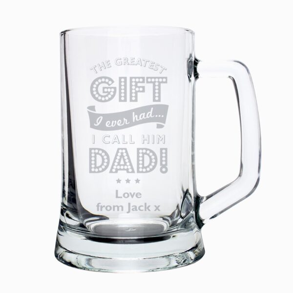 Personalised Greatest Dad Glass Pint Stern Tankard - Image 2