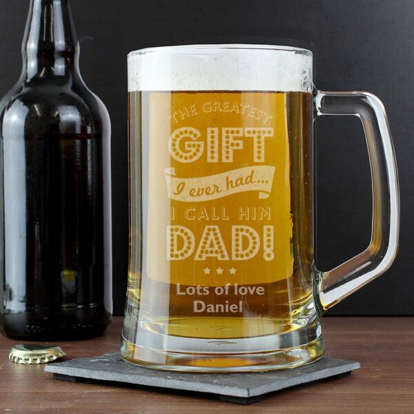 Personalised Greatest Dad Glass Pint Stern Tankard - Image 3