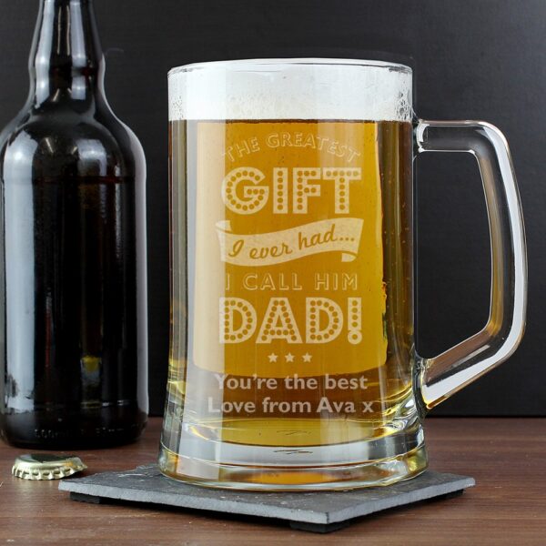 Personalised Greatest Dad Glass Pint Stern Tankard - Image 5