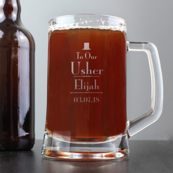 Personalised Decorative Wedding Usher Stern Half Pint Tankard - Image 3