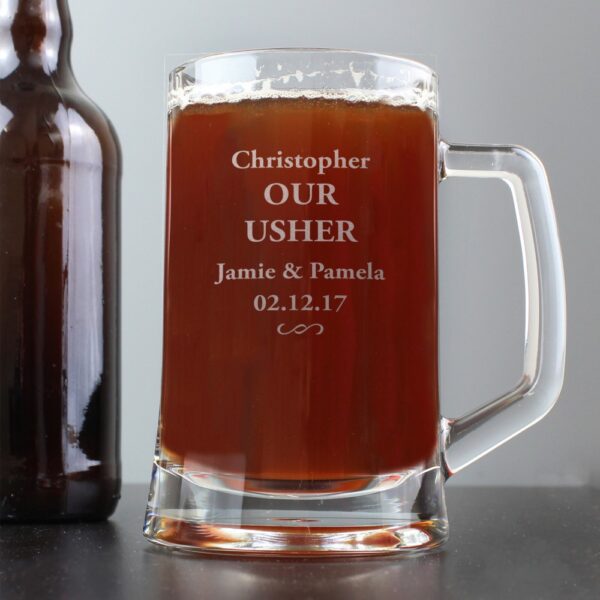 Personalised Decorative Swirl Stern Half Pint Tankard