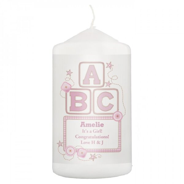 Personalised Pink ABC Candle - Image 2
