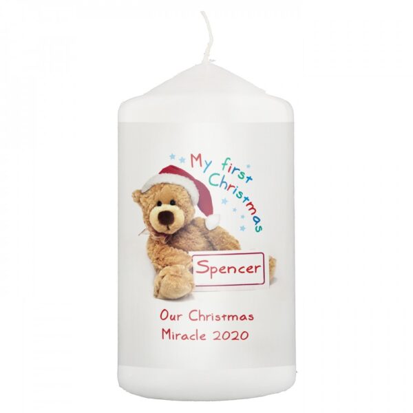 Personalised Teddy 1st Christmas Candle - Image 2