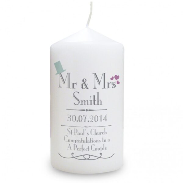 Personalised Decorative Wedding Mr & Mrs Candle - Image 2