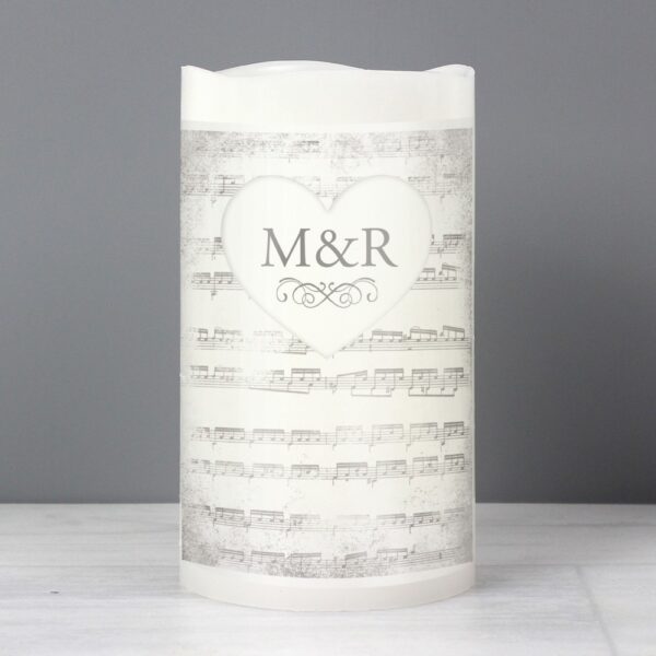 Personalised Vintage Music Manuscript LED Candle
