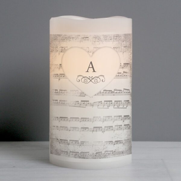 Personalised Vintage Music Manuscript LED Candle - Image 3