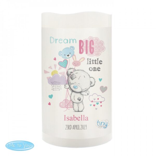 Personalised Tiny Tatty Teddy Dream Big Pink Nightlight LED Candle - Image 2