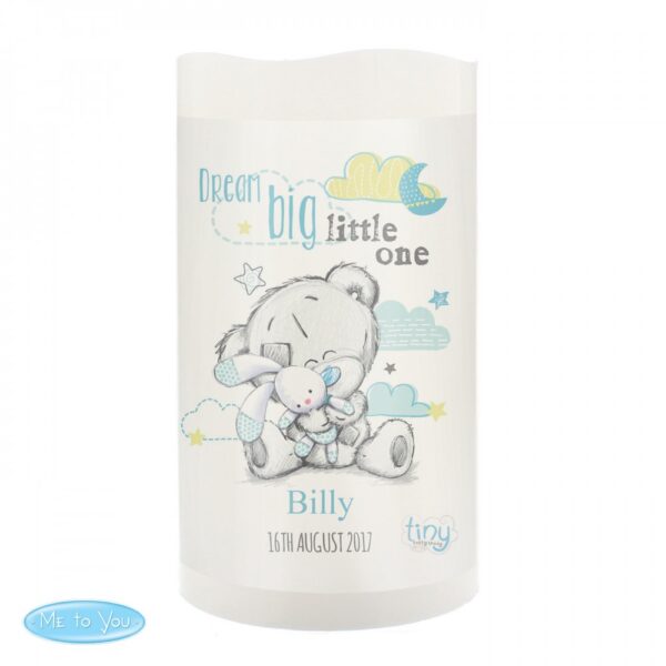 Personalised Tiny Tatty Teddy Dream Big Blue Nightlight LED Candle - Image 2