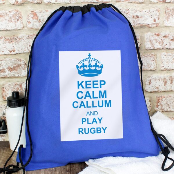 Personalised Blue Keep Calm Swim & Kit Bag