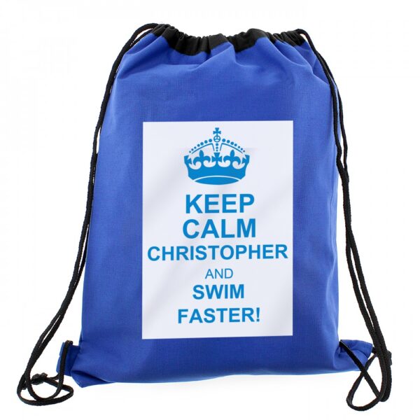 Personalised Blue Keep Calm Swim & Kit Bag - Image 2