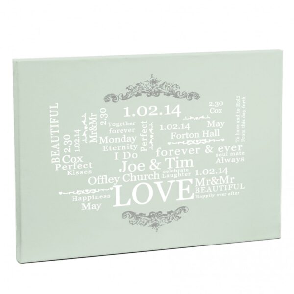 Personalised Wedding Typographic Art Canvas - Image 2