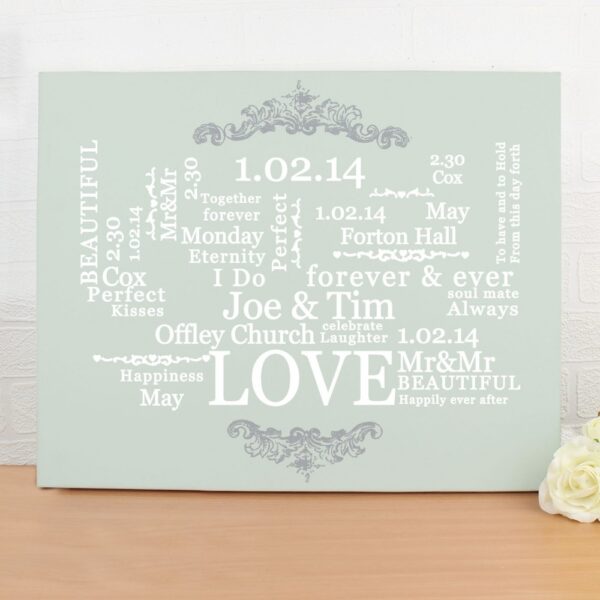 Personalised Wedding Typographic Art Canvas - Image 4