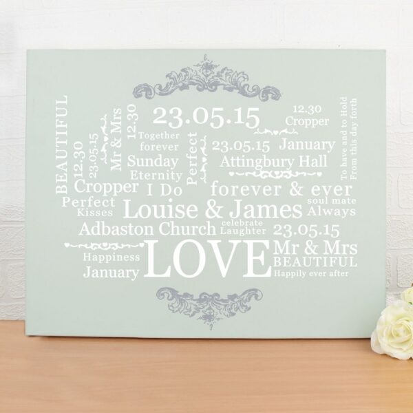 Personalised Wedding Typographic Art Canvas - Image 5