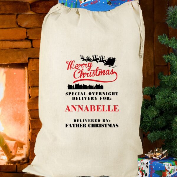 Personalised Merry Christmas Cotton Sack - Image 3
