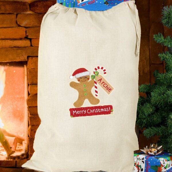 Personalised Gingerbread Man Cotton Sack