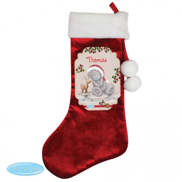 Personalised Me to You Reindeer Luxury Red Stocking - Image 2