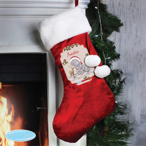 Personalised Me to You Reindeer Luxury Red Stocking - Image 3