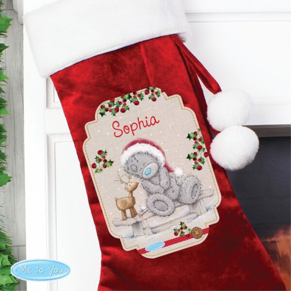 Personalised Me to You Reindeer Luxury Red Stocking - Image 4