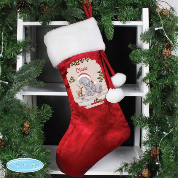 Personalised Me to You Reindeer Luxury Red Stocking - Image 5