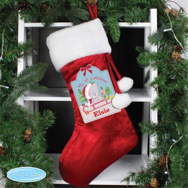 Personalised Tiny Tatty Teddy My 1st Christmas Luxury Red Stocking