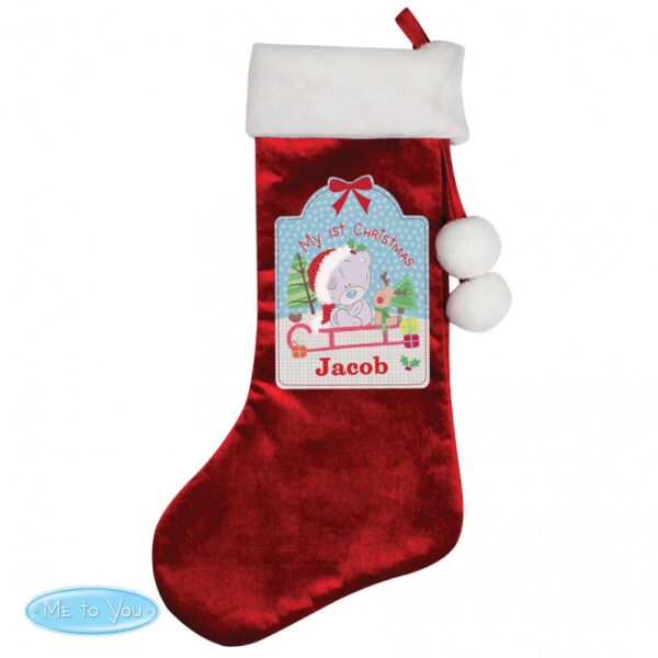 Personalised Tiny Tatty Teddy My 1st Christmas Luxury Red Stocking - Image 2
