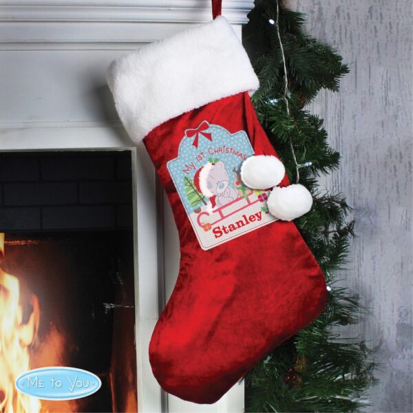 Personalised Tiny Tatty Teddy My 1st Christmas Luxury Red Stocking - Image 3