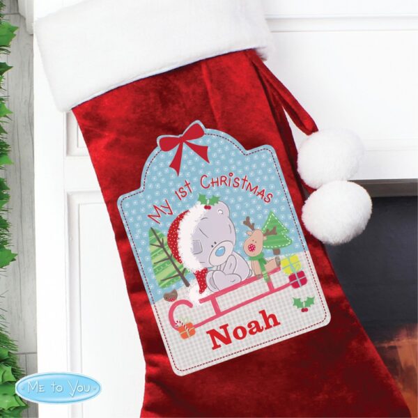 Personalised Tiny Tatty Teddy My 1st Christmas Luxury Red Stocking - Image 4