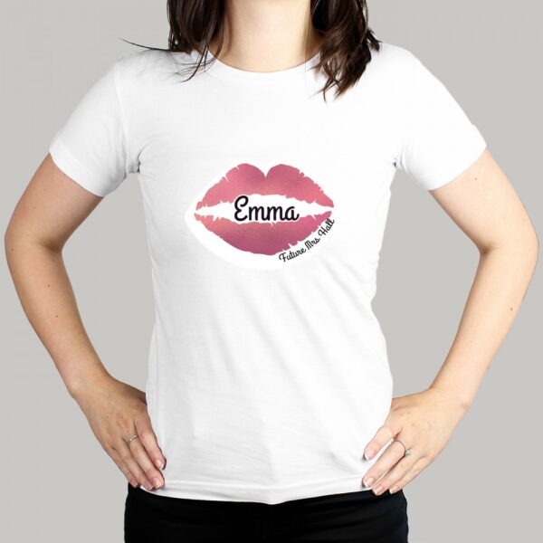 Personalised Rose Gold Lips Hen Party T-Shirt - White Large