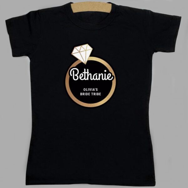 Personalised Gold Bling Ring Hen Party T-Shirt - Black Large - Image 6