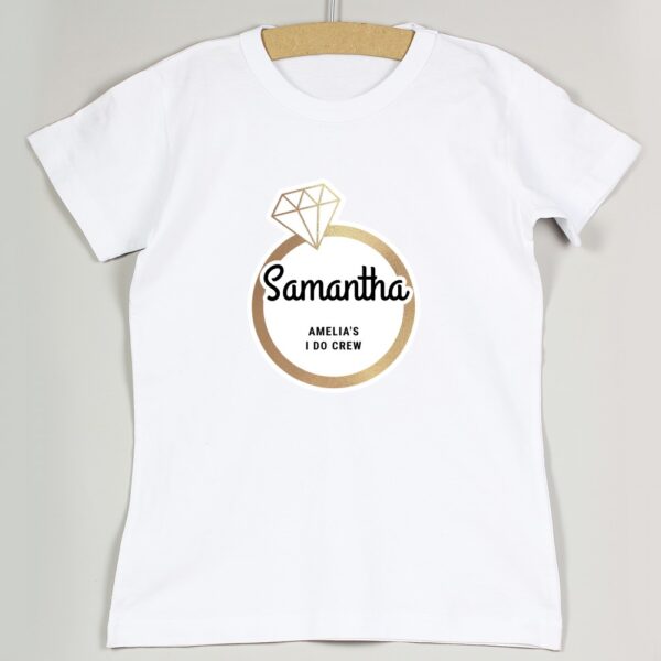 Personalised Gold Bling Ring Hen Party T-Shirt - White Medium - Image 6