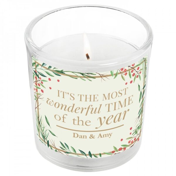 Personalised 'Wonderful Time of The Year' Christmas Scented Jar Candle - Image 2