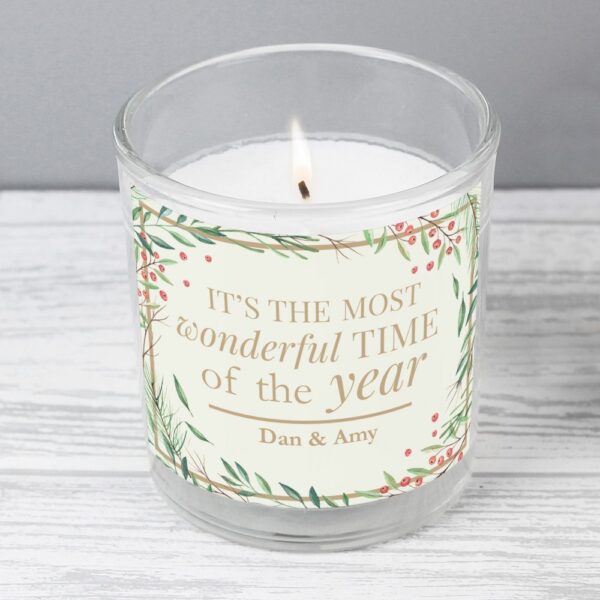 Personalised 'Wonderful Time of The Year' Christmas Scented Jar Candle - Image 3