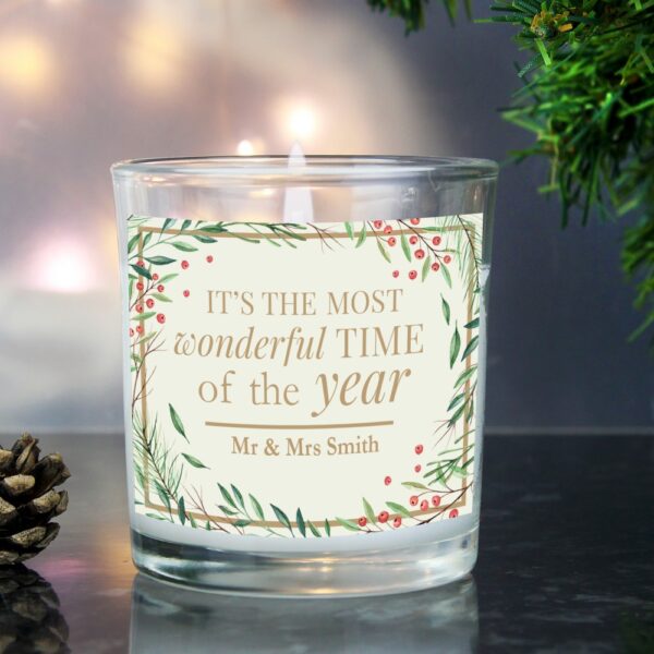 Personalised 'Wonderful Time of The Year' Christmas Scented Jar Candle - Image 5