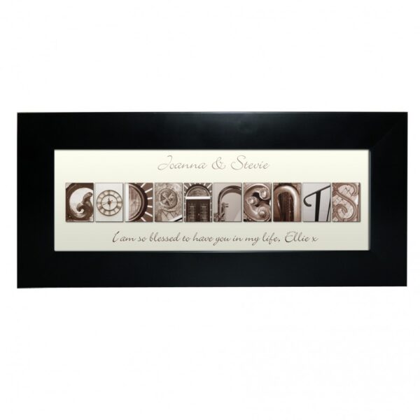 Personalised Affection Art Godparents Black Frame