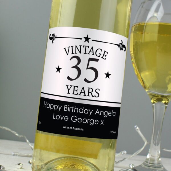 Personalised Vintage Numbers White Wine