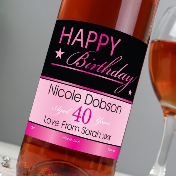 Personalised Happy Birthday Rose Wine