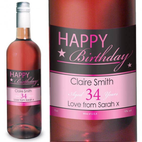 Personalised Happy Birthday Rose Wine - Image 2